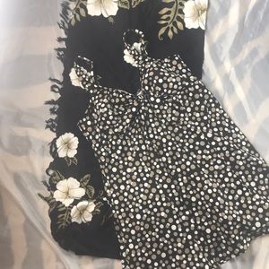 Women’s swim dress swim suit gold white dot BNWOT